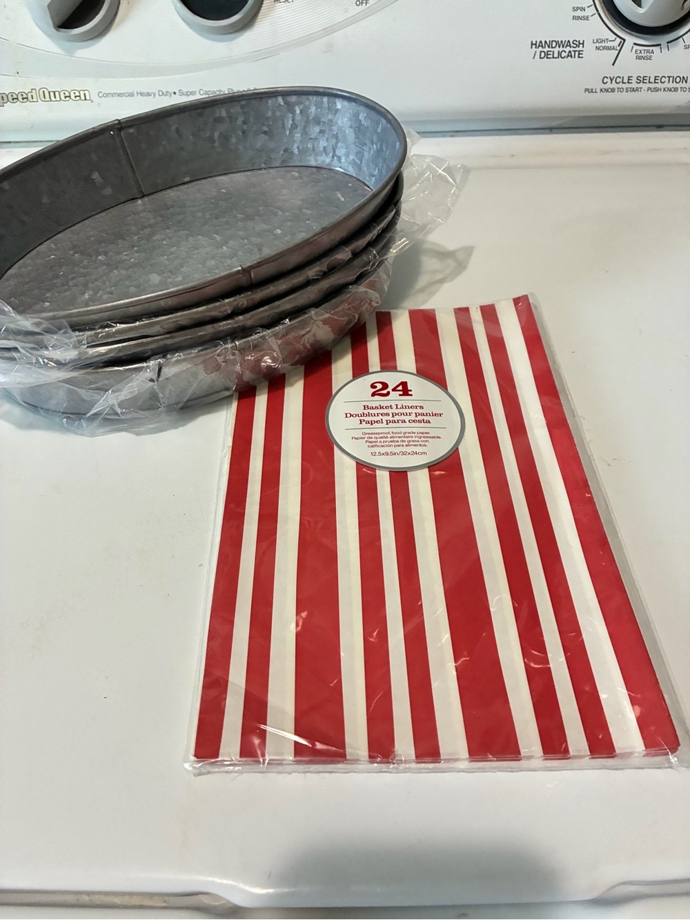 Crate&Barrel Red and White Striped Basket Liners - Pack of 24